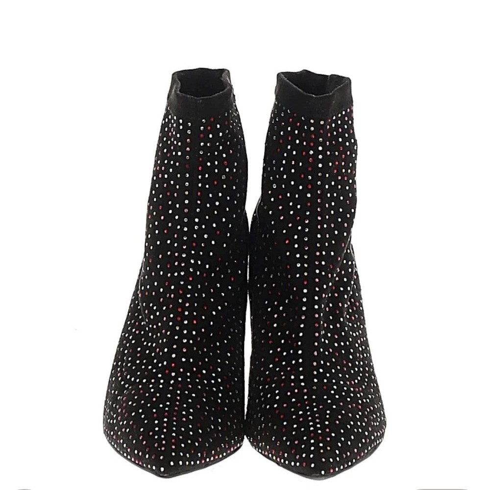 INC Black Fabric Multi-color Rhinestones Bootie - Sz 7.5